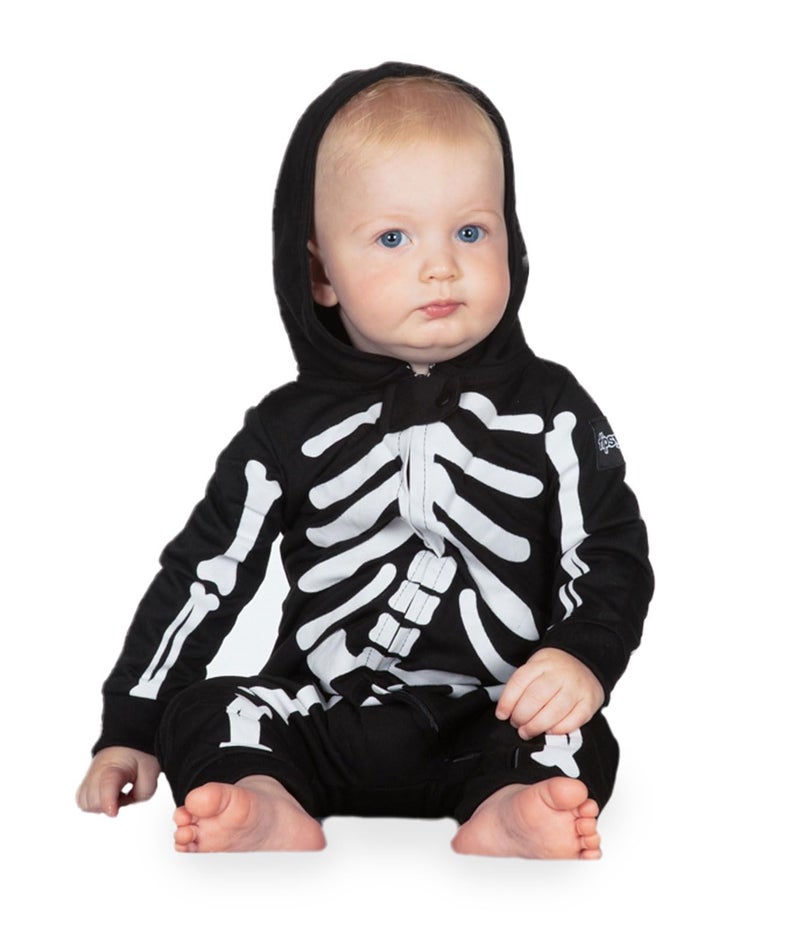 Tipsy Elves Kids Skeleton Halloween Costume Jumpsuit for Babies and Toddlers - Unisex Sizing - Spooky White Skeleton Halloween Costume For Boys and Girls Size 2T - Image 3
